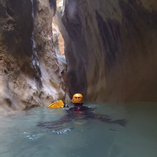 Reinier zwemt door de kloof